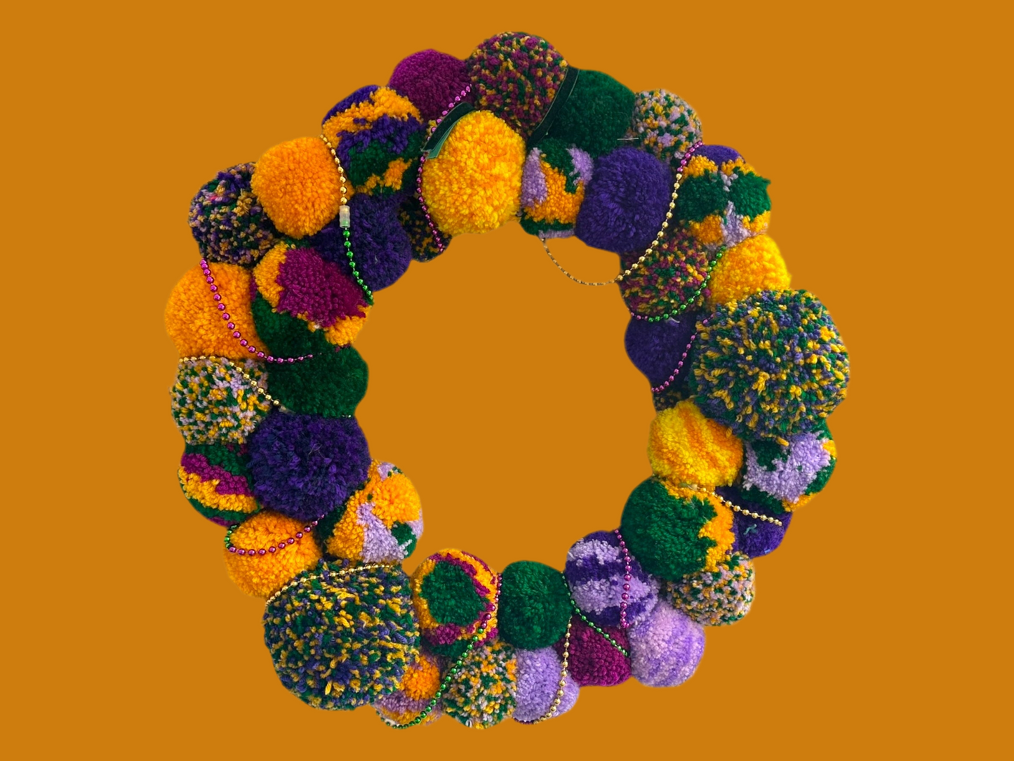 Large Mardi Gras Pom Pom Wreath